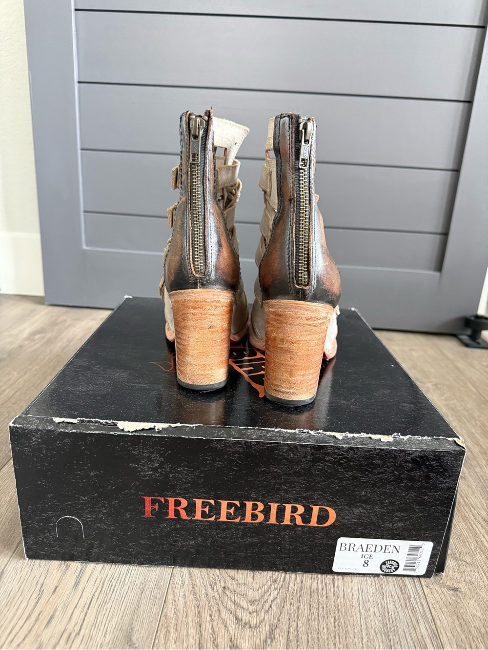 Freebird by Steven Braeden Ice Leather Peep-Toe Bootie - Ice - Picture 3 of 4